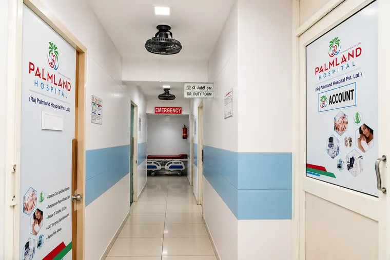 Clean, wide hospital corridors